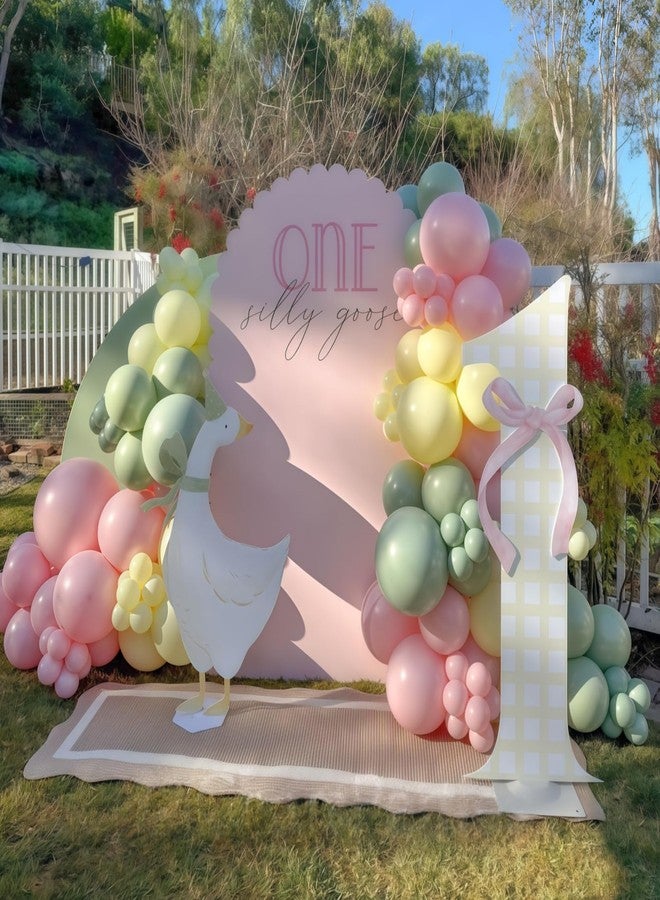 Froova Goose Balloons Set, Pastel Pink Sage Dusty Green Light Yellow White Latex Balloons, 12 Inch Pink Green Yellow Funny Balloon for Kids One Silly Goose Birthday Party Decorations Baby Shower Farm Decor - Image 3