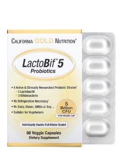 California Gold Nutrition LactoBif 5 Probiotics 5 Billion CFU 60 Veggie Capsules  - Image 1