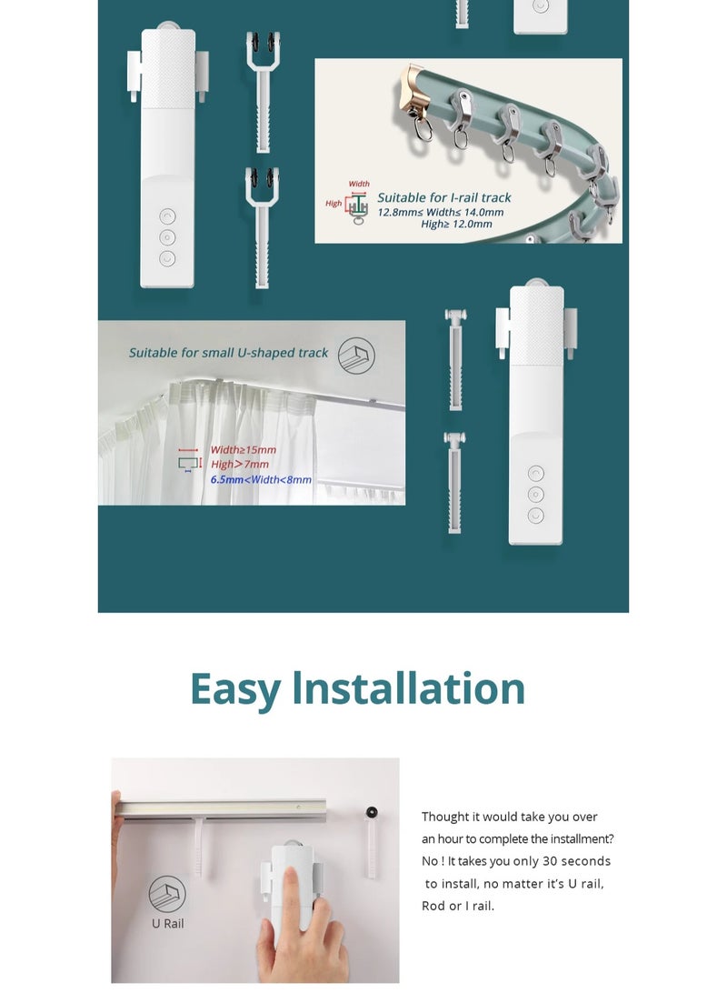 AROAQ Tuya Wifi Lithium Battery Electric Curtain Companion Robot Motor Smart Home Free Track - Image 4