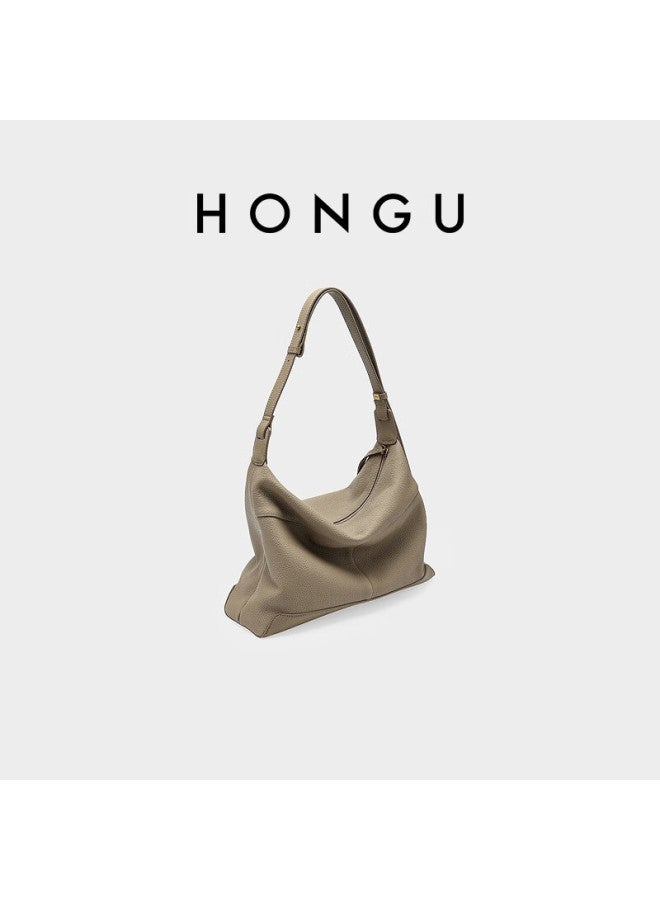 Hongu حقيبة كتف جلدية أصلية حقيبة هوبو للنساء، حقيبة كروس بودي من جلد البقر، هدية عيد ميلاد للصديقة - Image 2