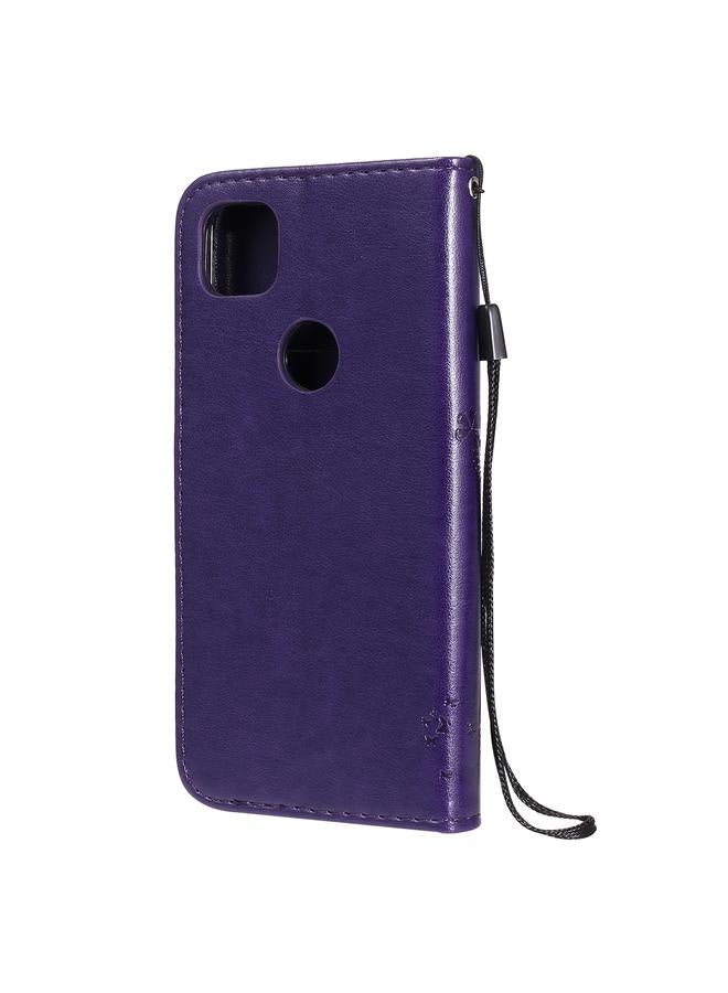 Zaboon Case For Google Pixel 4a 4G Tree & Cat Embossed Pattern Horizontal Flip Leather Case with Holder & Card Slots & Wallet & Lanyard - Image 4