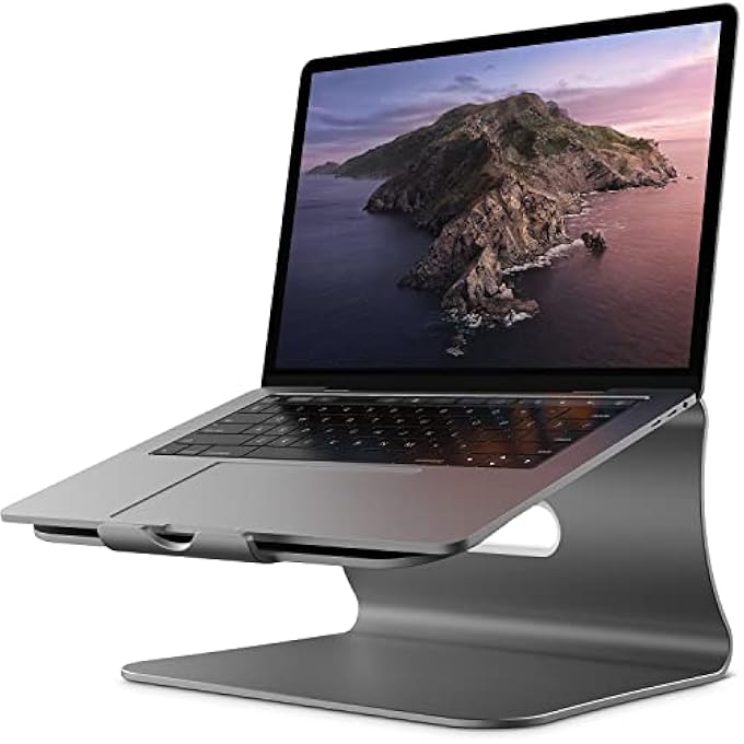 Bestand ALUMINUM LAPTOP STAND DESKTOP MACBOOK STAND FOR APPLE MACBOOK AND ALL NOTEBOOKS, GREY (PATENTED) - Image 1