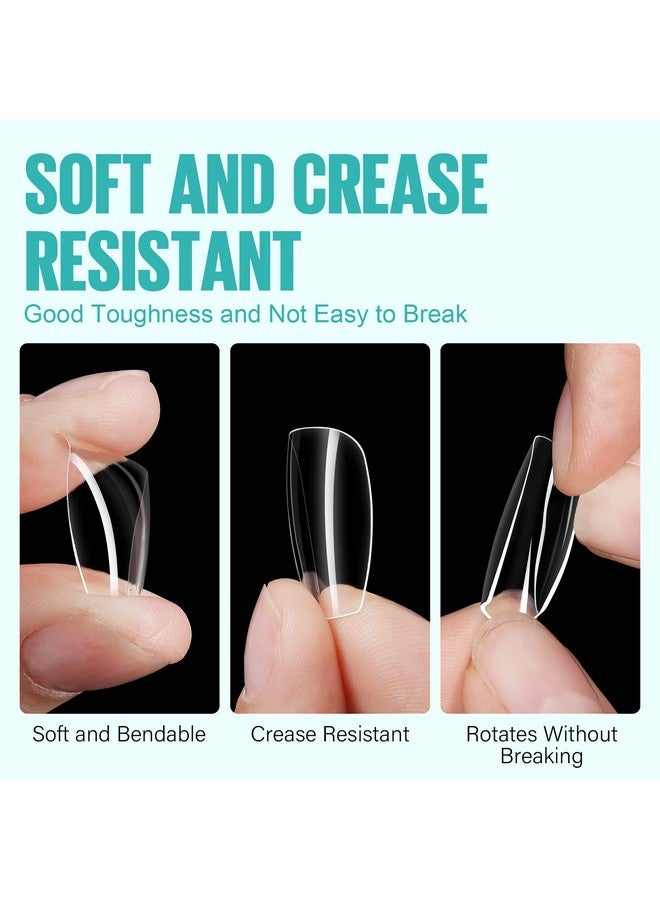 توميكا أظافر أكريليك شفافة قصيرة من توميكا - 216 قطعة من أظافر صناعية لتطويل الأظافر، أظافر ناعمة من الجل تُثبت على الأظافر للمبتدئين والمحترفين - Image 4