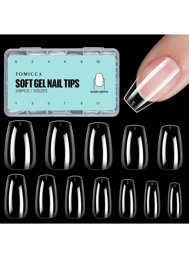 توميكا أظافر أكريليك شفافة قصيرة من توميكا - 216 قطعة من أظافر صناعية لتطويل الأظافر، أظافر ناعمة من الجل تُثبت على الأظافر للمبتدئين والمحترفين - Image 1