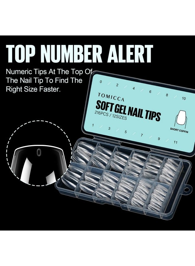 توميكا أظافر أكريليك شفافة قصيرة من توميكا - 216 قطعة من أظافر صناعية لتطويل الأظافر، أظافر ناعمة من الجل تُثبت على الأظافر للمبتدئين والمحترفين - Image 5