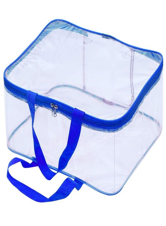 DAMONS Nylon 30 L PVC Transparent Clothes Storage Bag for Saree Covers,Clothes, Lehenga, Blankets, Bedsheets, Toys, Docs|Wardrobe Organizer|Clear Storage Box Bag (Pink, Pack Of 1) (Blue, PACK OF 1)