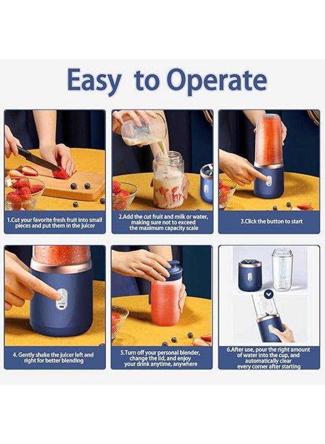 Portable Blender, Blender Juicer Juice Cup Fruit Blender Portable Fruit Cup, USB Rechargeable Personal Size Juice Cup, Personal Blender for Smoothies and Smoothies, 400ml Travel Juice Cup - Image 4