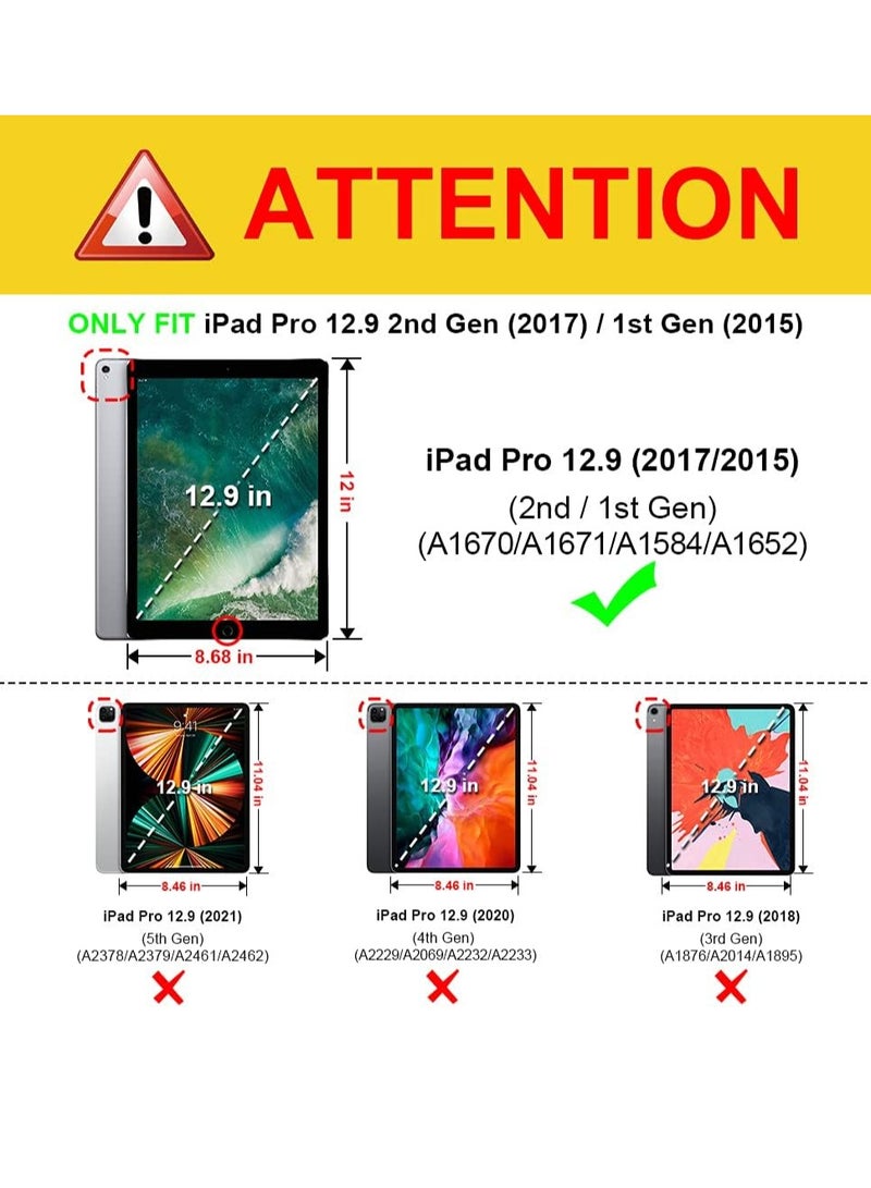 DUSALA 360 Degree Rotating Stand Auto Sleep Wake Folio Leather Smart Cover for iPad Pro 12.9 (2015-2017) - Image 2