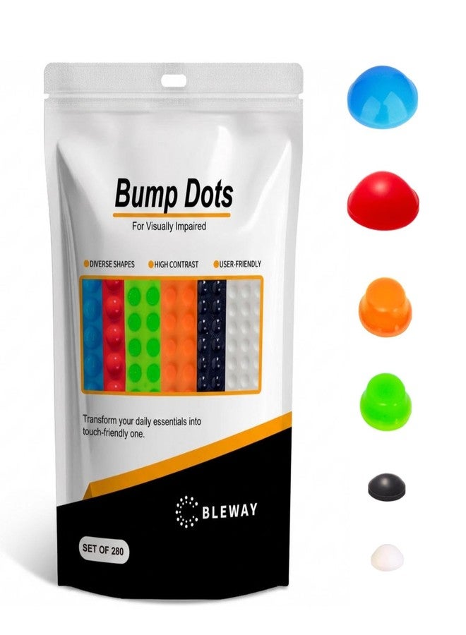 BLEWAY Bump Dots for Visually Impaired 280 Pcs Combo Pack - Low Vision Aids Braille Stickers Raised Tactile Dots for Elderly, Blind (Orange&Red&Blue&White&Black&Green) - Image 2