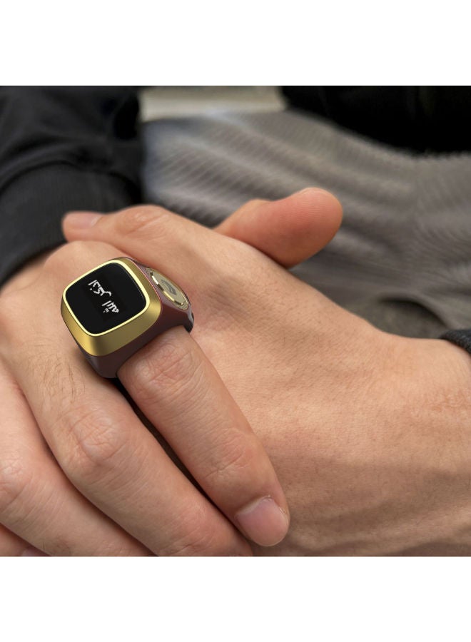 iQIBLA Zikr1 lite Smart Tasbih Tally Counter Ring for Muslims Zikr Digital Tasbeeh 5 Prayer Time Reminder Bluetooth Waterproof - 18mm - BROWN - Image 4