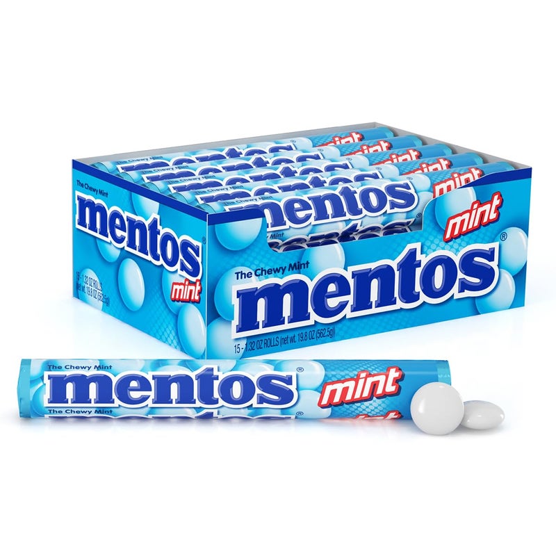 Mentos Chewy Mint Candy Roll Mint Candies 14 Pieces Per Roll 15 Count Party Pack - Image 3