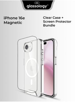 glassology Apple iPhone 16e Magnetic Clear Case + Screen Protector Bundle 360° Protection, Shatterproof, Anti-Yellowing, Premium Tempered Glass, High Clarity  - Image 1