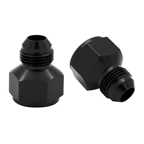 KRD PERFORMANCE Female to Male Reducer 16AN to 12AN Reduce adaptor Aluminum JIC AN16 Female to Male AN12 Flare Thread Hose Reducing Fittings Black Pack of 2 - Image 1