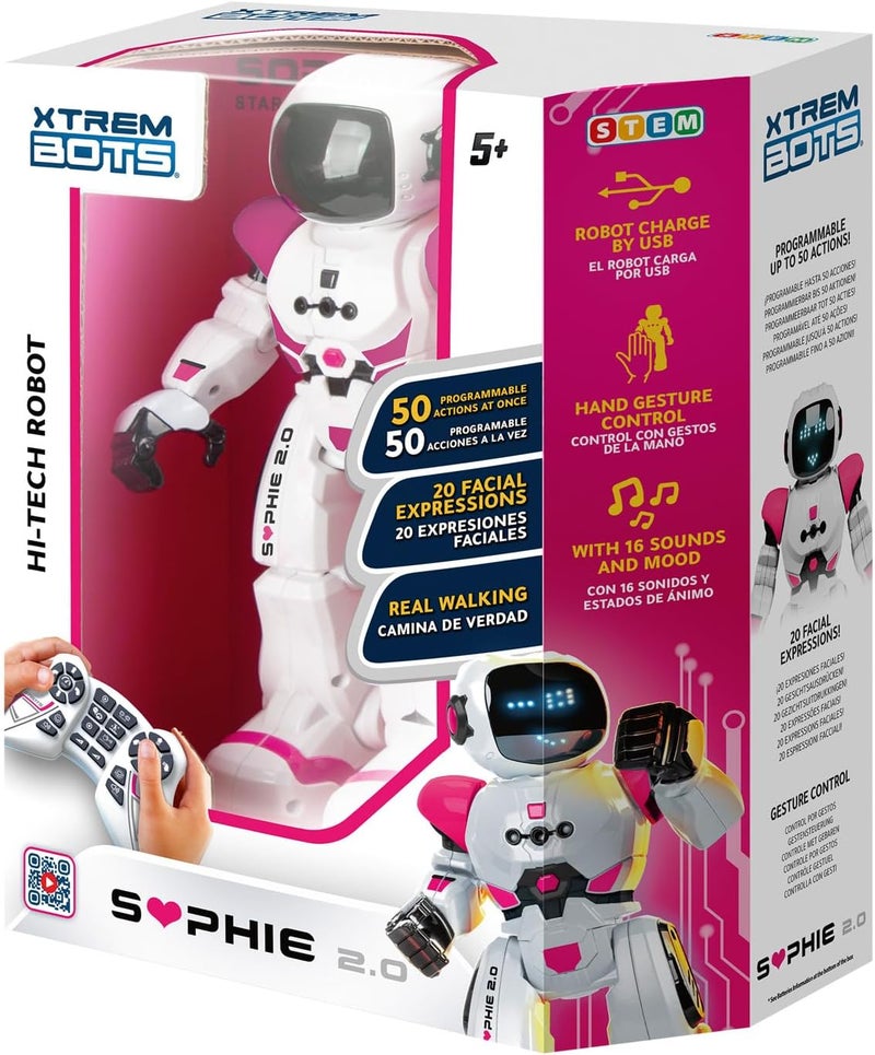 إكستريم بوتس أطفال Xtrem Bots Sophie مع مستشعر الحركة، ألعاب روبوت ذكية قابلة للبرمجة تفاعلية - Image 2
