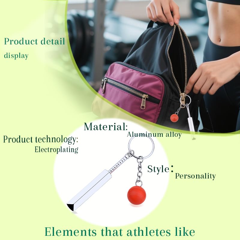 yaozeio Cricket Bat Ball Keychain Red 3D Cricket Key Chain for Women Men Cricketer Christmas Birthday Gifts for Cricketer Coach Thank You Gift Cricket Fan Lover Key Rings Sports Bag Accessories - Image 3
