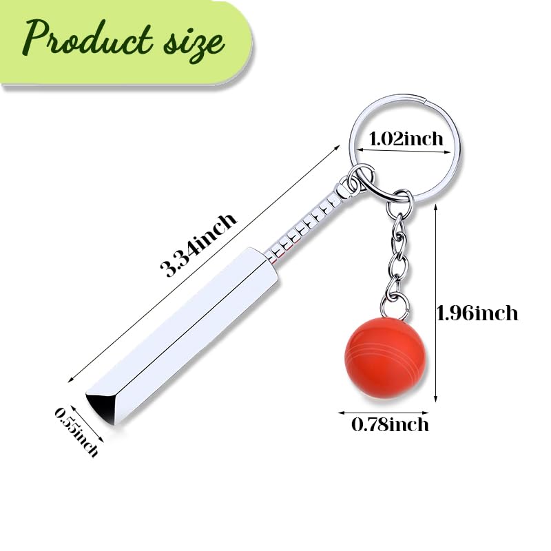 yaozeio Cricket Bat Ball Keychain Red 3D Cricket Key Chain for Women Men Cricketer Christmas Birthday Gifts for Cricketer Coach Thank You Gift Cricket Fan Lover Key Rings Sports Bag Accessories - Image 2