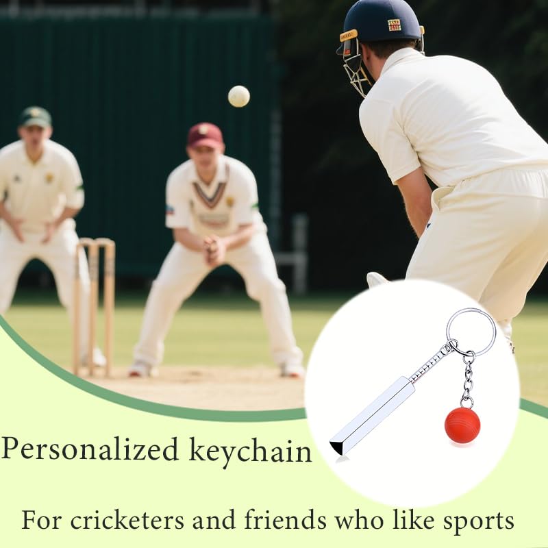 yaozeio Cricket Bat Ball Keychain Red 3D Cricket Key Chain for Women Men Cricketer Christmas Birthday Gifts for Cricketer Coach Thank You Gift Cricket Fan Lover Key Rings Sports Bag Accessories - Image 5