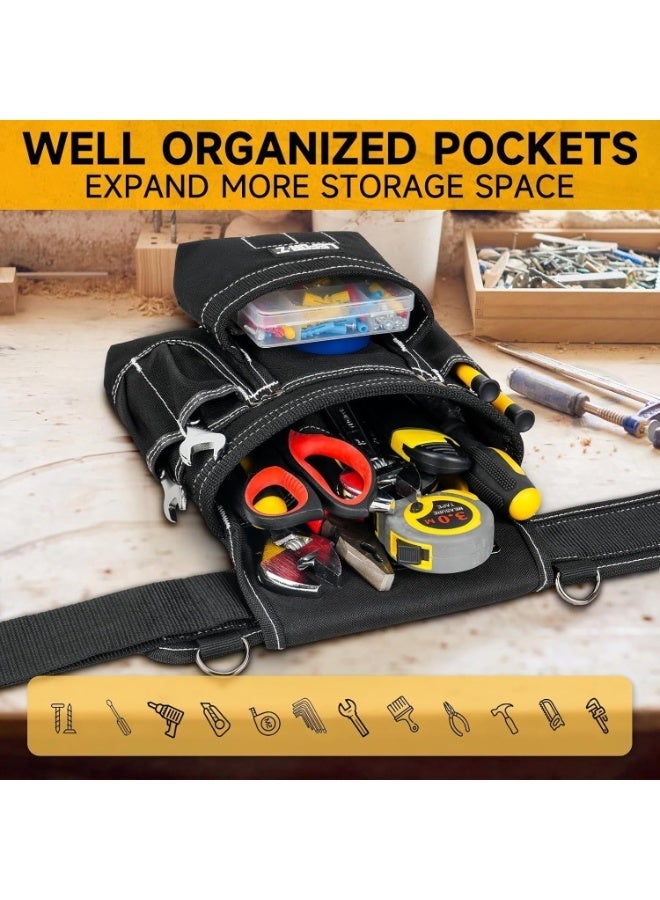 Arabest Heavy Duty Tool Belt with Suspenders,27-Pockets,Magnetic Pouch,Detachable Adjustable,Black - Image 5