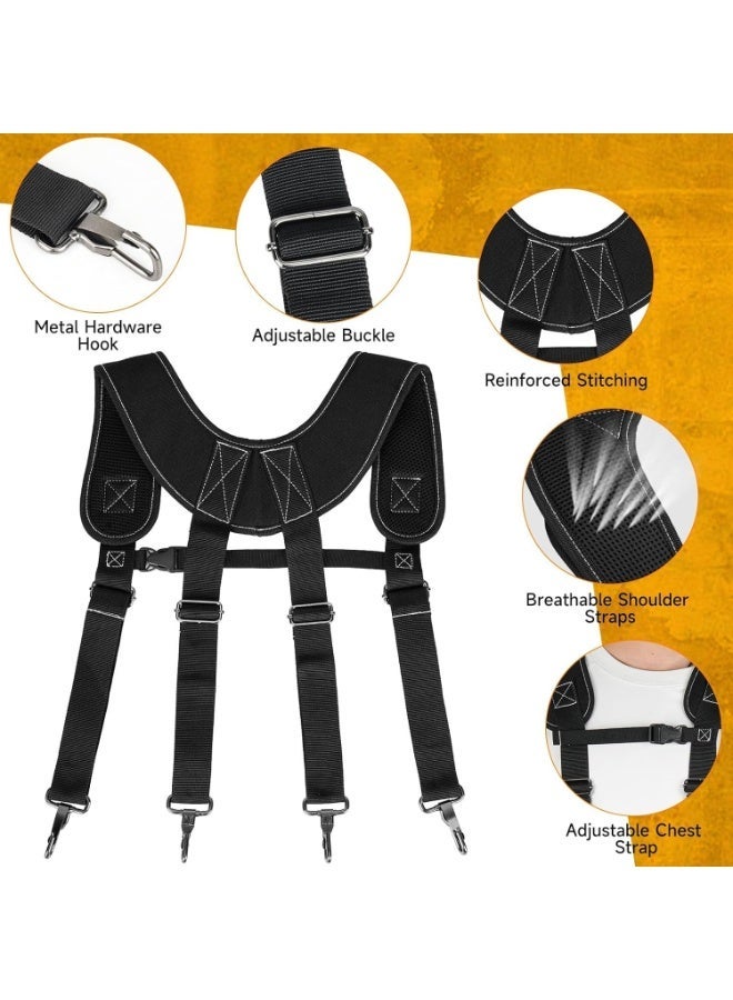 Arabest Heavy Duty Tool Belt with Suspenders,27-Pockets,Magnetic Pouch,Detachable Adjustable,Black - Image 4