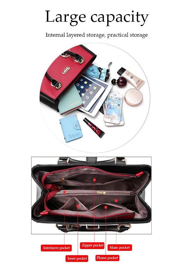 DUNISO Women's Handbag，Portable Large Capacity Shoulder Bag，PU Leather Tote Messenger Bag，Crossbody Bag with Top Handle，Equipped with Adjustable Shoulder Straps，Durable and Sturdy，Suitable for Shopping, Traveling, and Dating  - Image 4