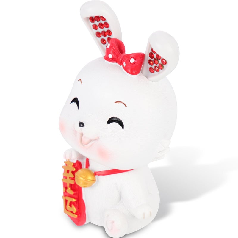 Cute Rabbit Figurine Resin Zodiac Craft Miniature Desk Decoration For Home Office - Image 2