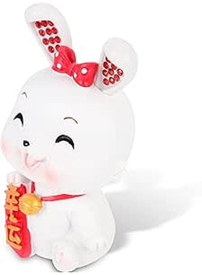 Cute Rabbit Figurine Resin Zodiac Craft Miniature Desk Decoration For Home Office - Image 1