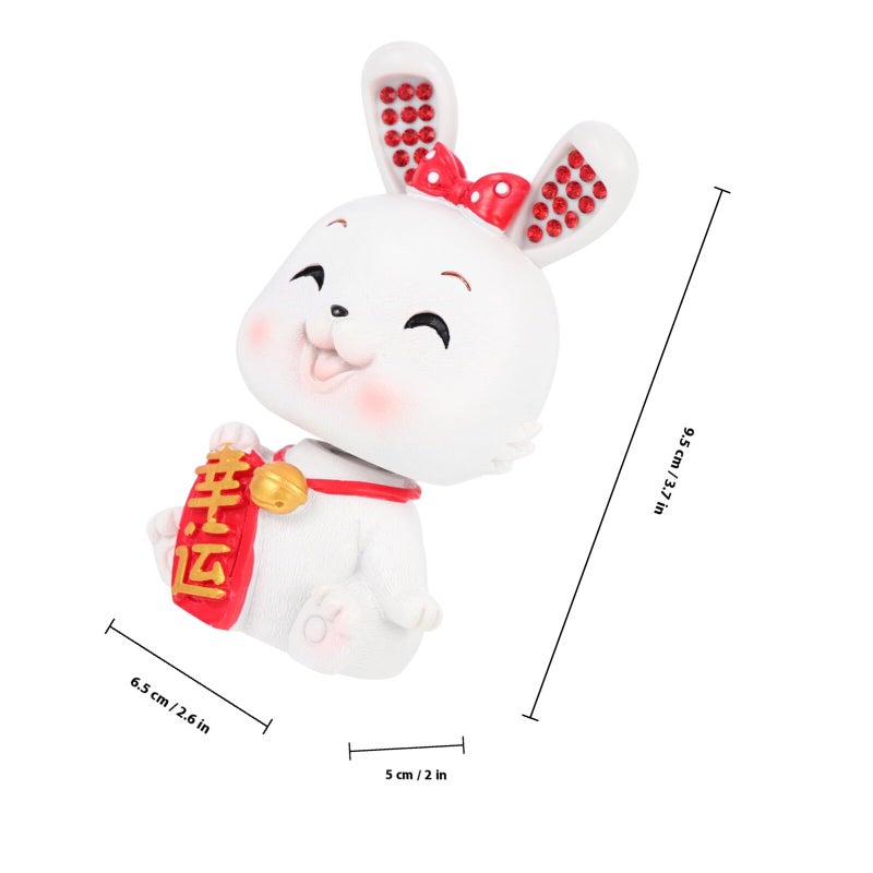 Cute Rabbit Figurine Resin Zodiac Craft Miniature Desk Decoration For Home Office - Image 3