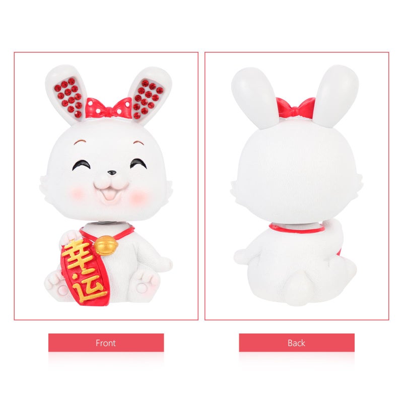 Cute Rabbit Figurine Resin Zodiac Craft Miniature Desk Decoration For Home Office - Image 4