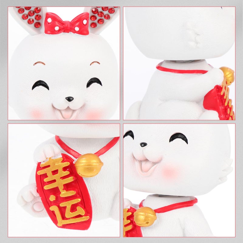 Cute Rabbit Figurine Resin Zodiac Craft Miniature Desk Decoration For Home Office - Image 5