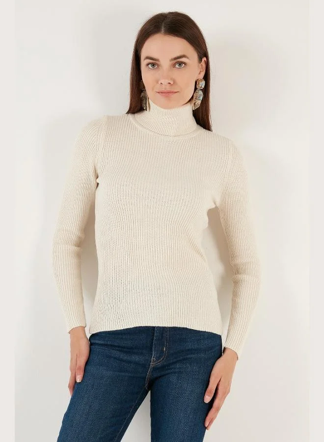 Lela Lela Ribbed Regular Fit Turtleneck Soft Acrylic Sweater Women's SWEATER 4614102