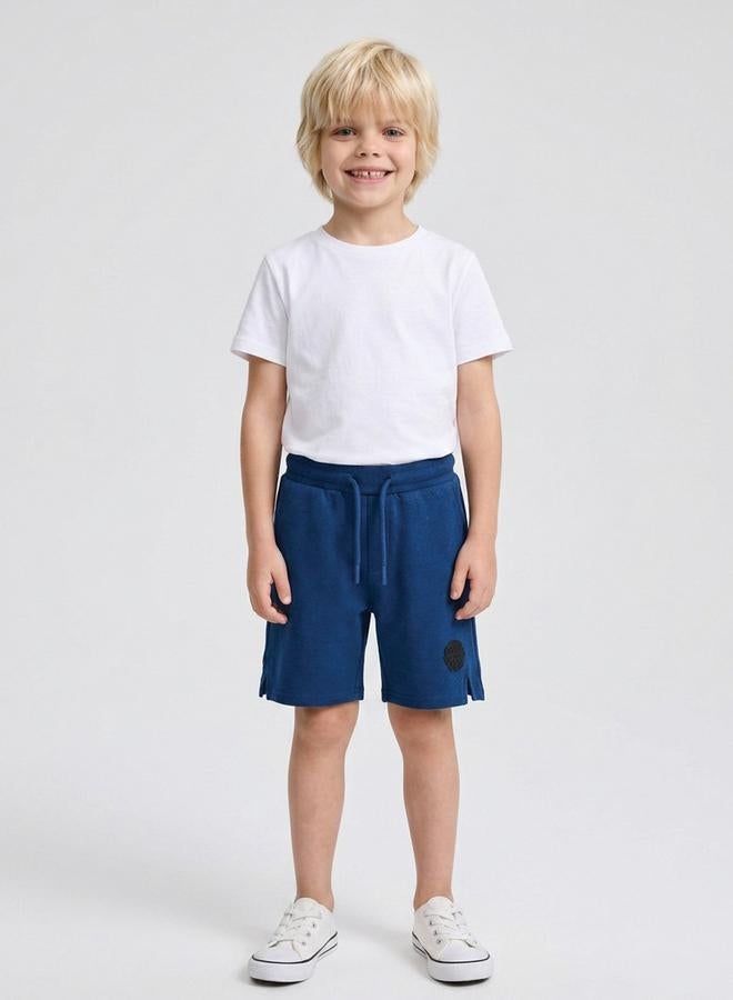 Take Two Boys Medium Blue Graphic Print Pocket Detail Shorts By Juniorloom - Image 1