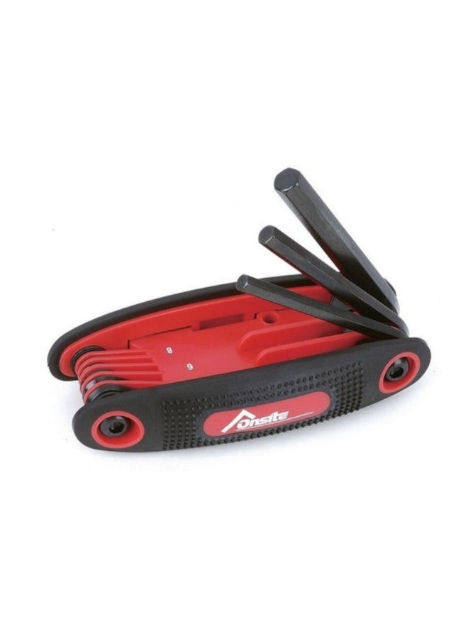 OnSite 8-Piece Metric Folding Hex Key Set Red and Black 16.3 x 5.5 x 5 cm 702631&22 - Image 1