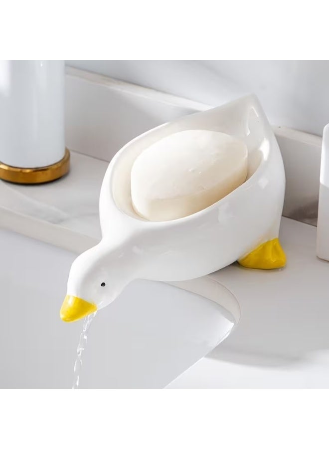 Goolsky Automatic Drain Duck-Shaped Soap Dish, Plastic Rectangular Soap Holder with Cute Waterfall Design for Easy Cleaning And Storage. Bathroom Accessories - Image 1