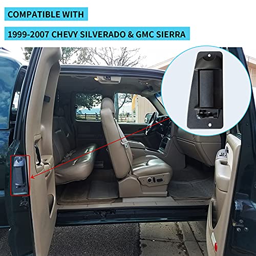 MuHize Right Rear Door Handle for 1999-2007 Chevy Silverado & GMC Sierra Extended Cab - Passenger Side Door Handles Direct Fit Replacement Handle (Black) - Image 2