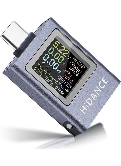 HIDANCE USB C Power Meter Tester, PD 3.1 Type-C Digital Multimeter for 4-50V, 0-12A Voltage & Current Detection – Fast Charge Capacity Measurement, Supports PD2.0/PD3.0, QC2.0/QC3.0