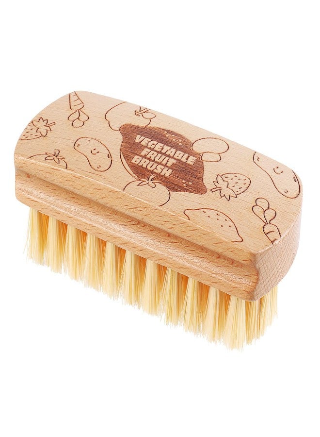 ZJoey Vegetable and Fruit Cleaning Brush Scrubber Beechwood Handle Fruits Veggie Wash Brushes Potato Carrot Cucumber Mushrooms Washing Cleaner(Beige A, 1) - Image 1