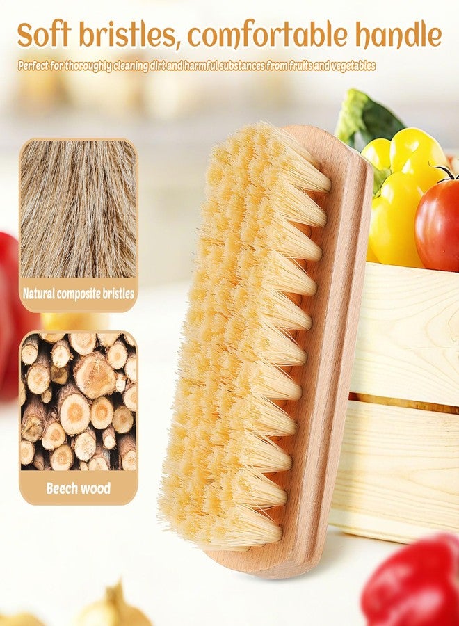 ZJoey Vegetable and Fruit Cleaning Brush Scrubber Beechwood Handle Fruits Veggie Wash Brushes Potato Carrot Cucumber Mushrooms Washing Cleaner(Beige A, 1) - Image 3