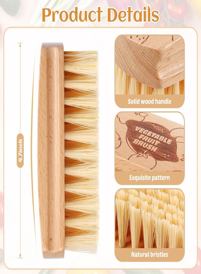 ZJoey Vegetable and Fruit Cleaning Brush Scrubber Beechwood Handle Fruits Veggie Wash Brushes Potato Carrot Cucumber Mushrooms Washing Cleaner(Beige A, 1) - Image 2