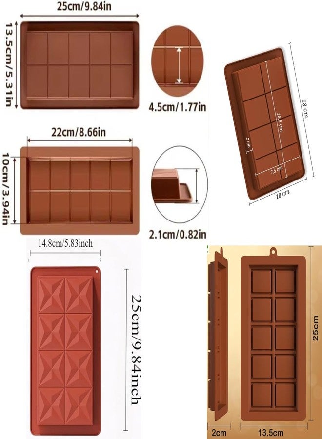 Skytail 4pcs Deep Kunafa Chocolate Bar Moulds Non-Stick Break Apart Food Grade Silicone Thick Candy Molds for Knafeh Dubai Pistachio Kunafa Chocolate Bar Snacks Chocobar Chocolate Molds - Image 2