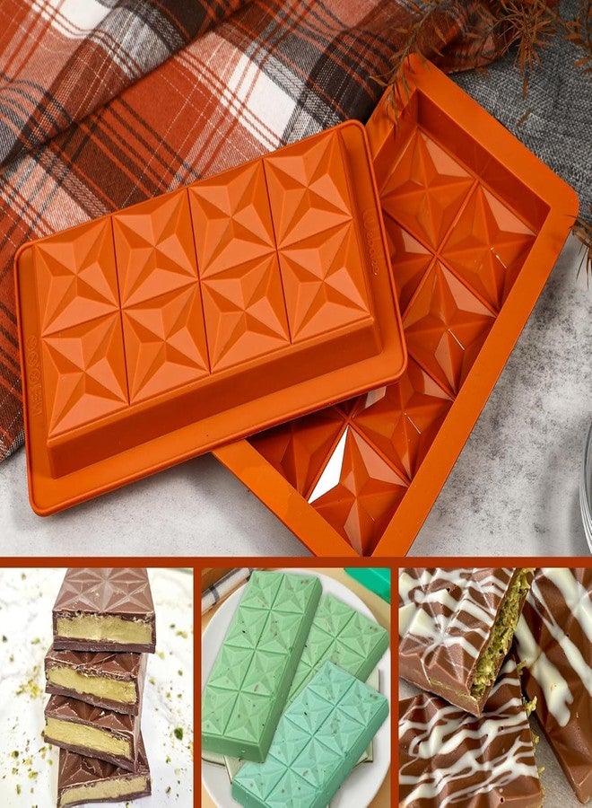 Skytail 4pcs Deep Kunafa Chocolate Bar Moulds Non-Stick Break Apart Food Grade Silicone Thick Candy Molds for Knafeh Dubai Pistachio Kunafa Chocolate Bar Snacks Chocobar Chocolate Molds - Image 5