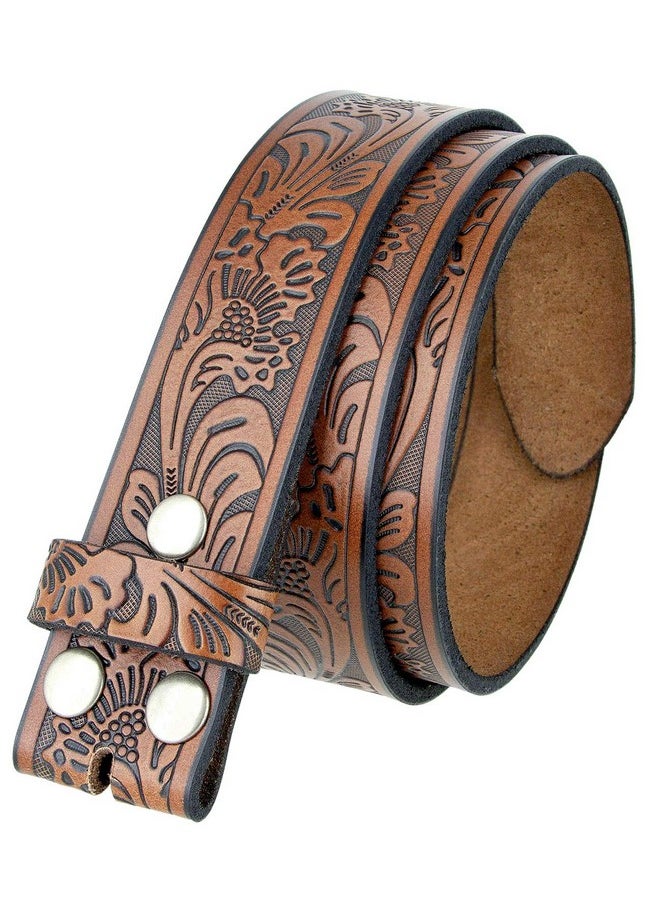 Belts.com - Bs220 Western Floral Engraved Embossed Tooled Genuine Leather Belt Strap Wsnaps 1 12" Wide (Brown 38) - Image 1