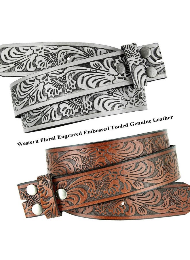 Belts.com - Bs220 Western Floral Engraved Embossed Tooled Genuine Leather Belt Strap Wsnaps 1 12" Wide (Brown 38) - Image 1