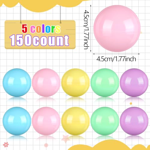 Sosation 150 Pcs 177 Inch Gumball Vending Machine Capsules Empty Round Plastic Containers for Prizes Party Favors Pastel Color - Image 5