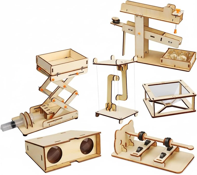 KASTWAVE 6 in 1 STEM Kits for Kids, Science Building Educational Experiment Projects 8-12, 3D Wooden Puzzles Crafts, Woodworking Model Kit, STEM Crafts for Girls Age 6 7 8 9 10 11 12 14 Year Old - Image 1