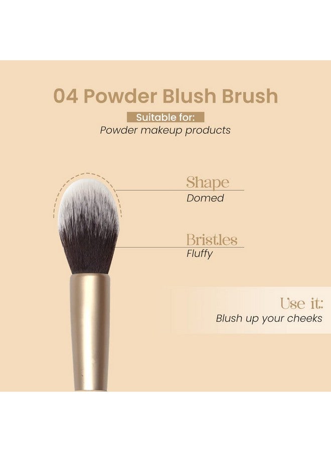 Milagro Beauty Powder Blush Brush 04, Precise Dome Shaped For Precise Application | Soft Vegan Synthetic Bristles | Easy Grip Wooden Handle & Metal Ferrule | Ideal For Flawless Blush, Bronzer, Powder Application - Image 2