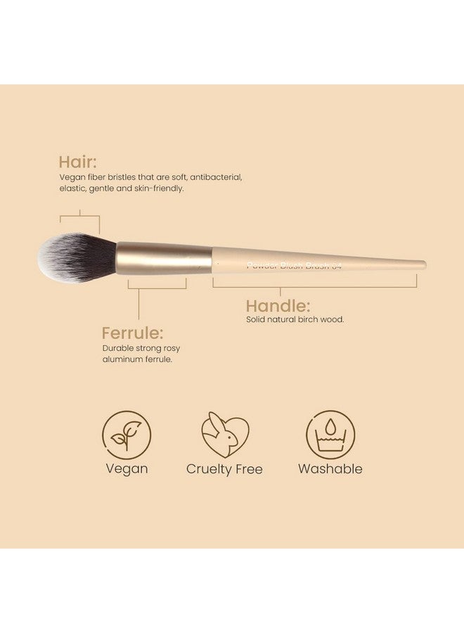 Milagro Beauty Powder Blush Brush 04, Precise Dome Shaped For Precise Application | Soft Vegan Synthetic Bristles | Easy Grip Wooden Handle & Metal Ferrule | Ideal For Flawless Blush, Bronzer, Powder Application - Image 3