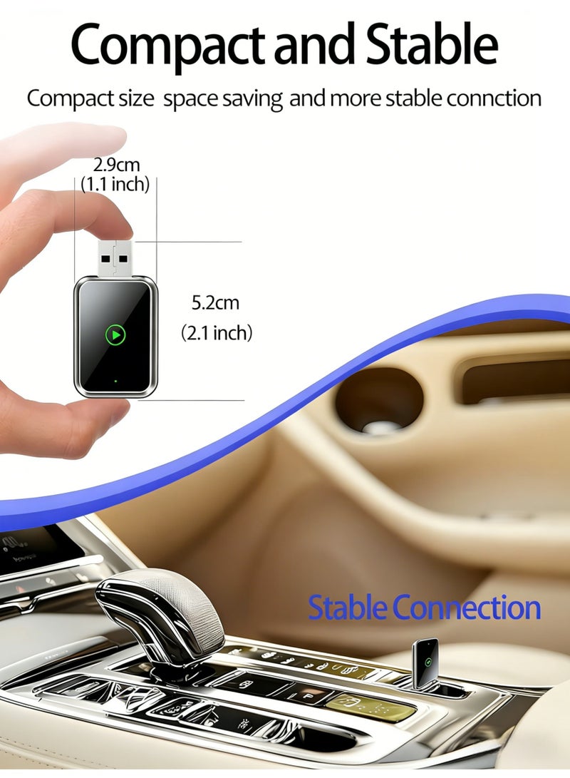 كلوزيلي محول كاربلاي لاسلكي، 2 في 1 كاربلاي وأندرويد أوتو، سهل التوصيل والتشغيل، محول من سلكي إلى لاسلكي، اتصال بلوتوث وواي فاي مستقر، تصميم صغير الحجم، متوافق مع USB-A/Type-C، تحديث عبر الإنترنت (OTA) - Image 2
