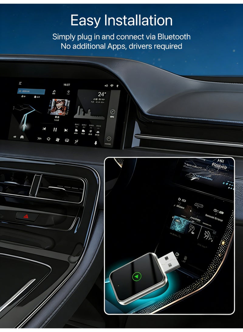 كلوزيلي محول كاربلاي لاسلكي، 2 في 1 كاربلاي وأندرويد أوتو، سهل التوصيل والتشغيل، محول من سلكي إلى لاسلكي، اتصال بلوتوث وواي فاي مستقر، تصميم صغير الحجم، متوافق مع USB-A/Type-C، تحديث عبر الإنترنت (OTA) - Image 3