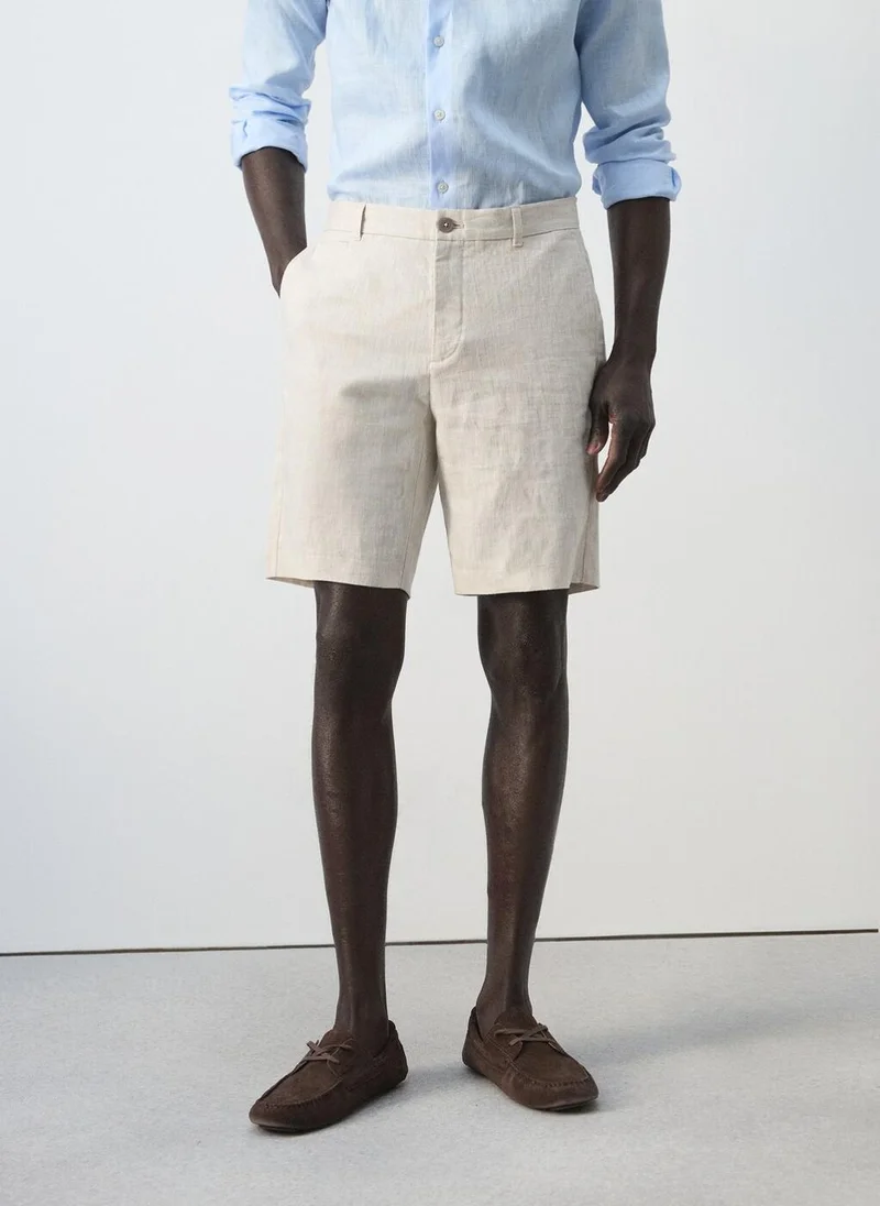 مانجو مان Slim-fit 100% linen bermuda shorts