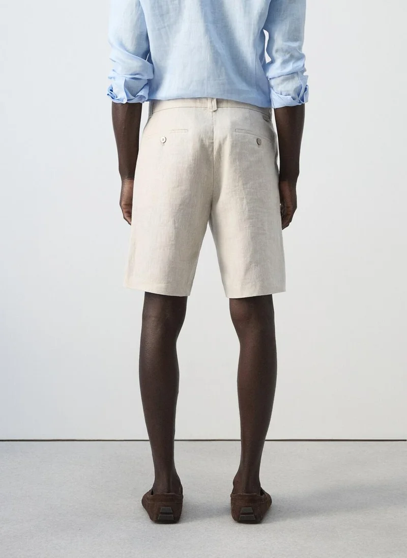 مانجو مان Slim-fit 100% linen bermuda shorts